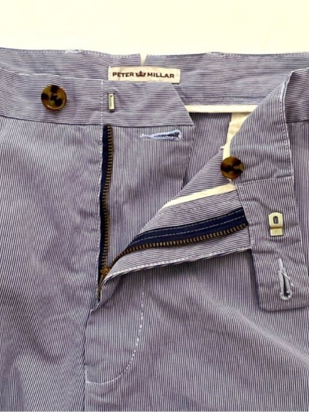 Peter Millar Man’s Shorts 9” Pinstripe Cotton-Blend Shorts size 38 - Picture 7 of 10